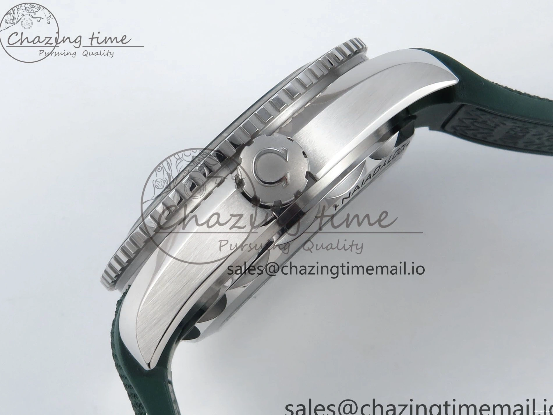 0401 Bold Seamaster Planet Ocean 600M 43.5mm SS SCF 1:1 Best Edition Green Bezel Gray Dial on Green Rubber Strap A8900 Super Clone 7666